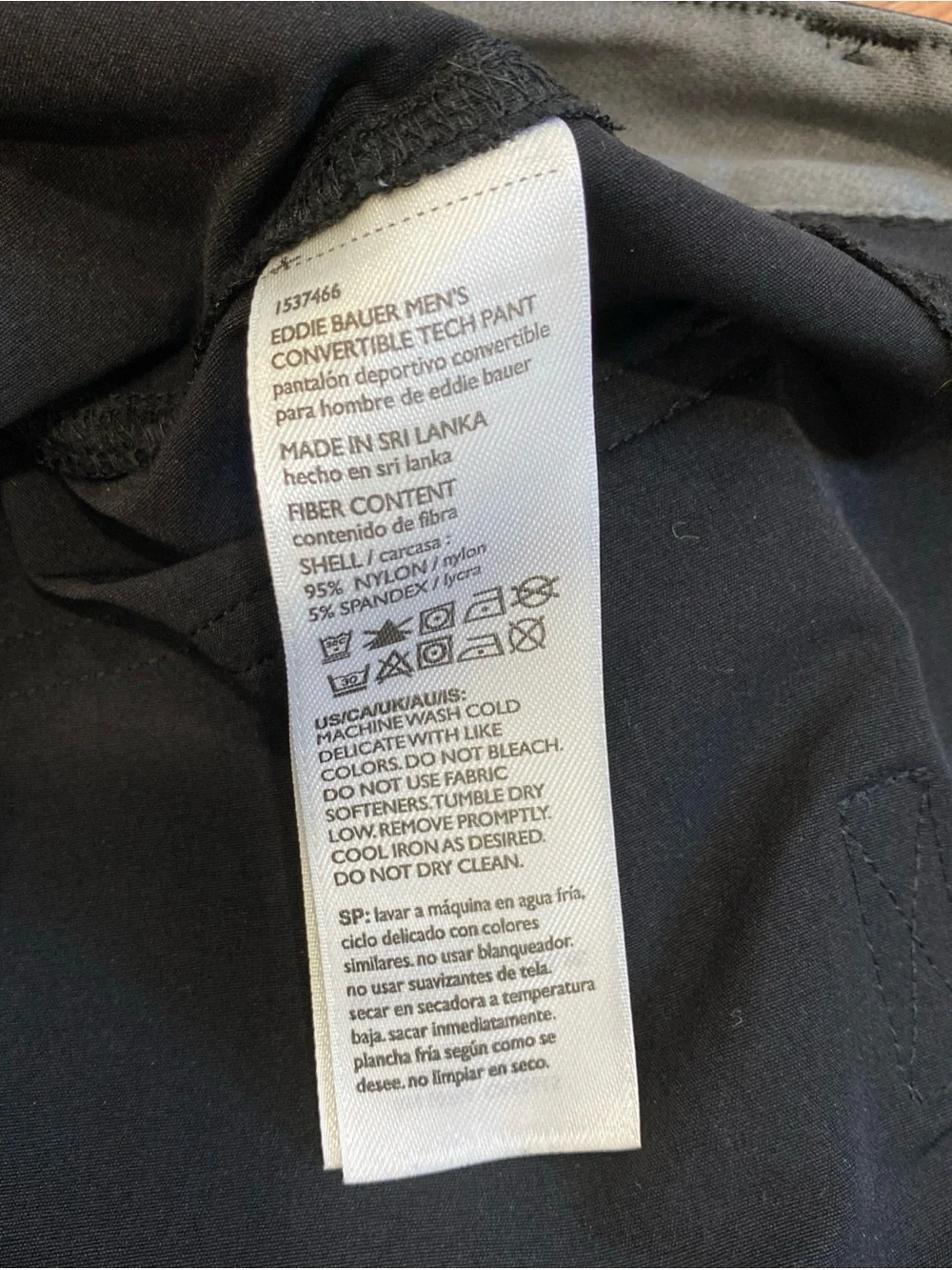 Eddie Bauer Convertible Tech Pants Mens 36x30 Hiking Outdoors Nylon Spandex